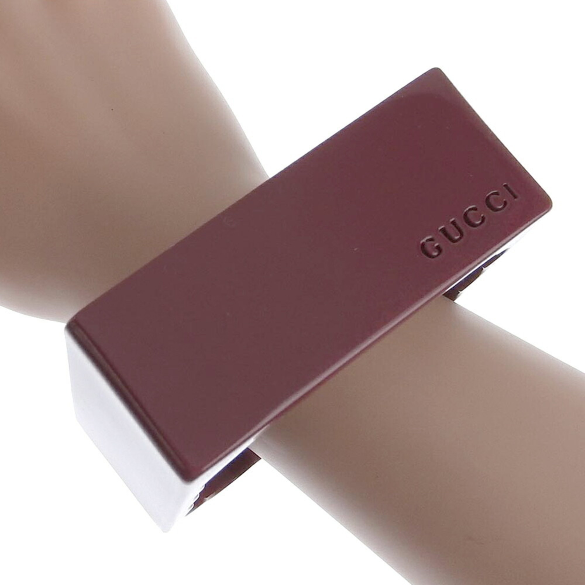 Gucci Bangle Wine Red M Size V Carved Seal